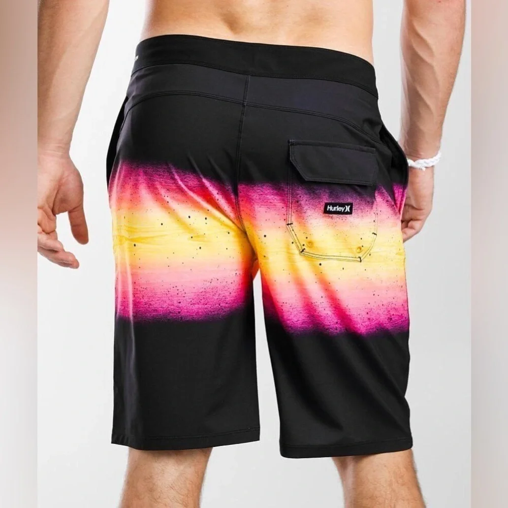 Hurley Phantom Ray Stretch Boardshorts Swim Trunks Shorts Black Pink Men’s 34